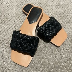 Marc Fisher LTD Black Braided REANNA Slide Sandals